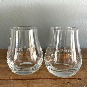 Glenlivet Single Malt Scotch Whisky Snifter Glass Set of 2 Glasses Logo